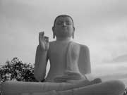 Photograph of the large sitting Buddha statue at Mihintale, Sri Lanka